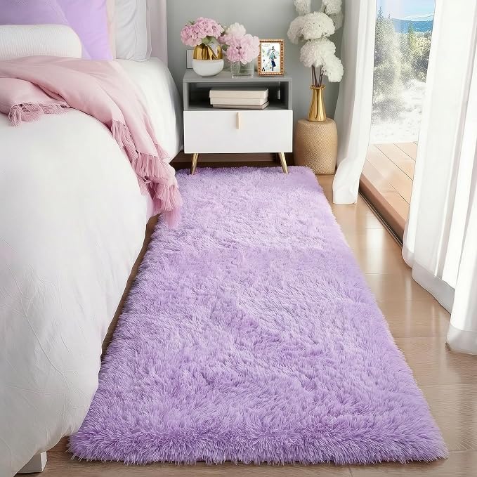 PAGISOFE Fluffy Purple Rug 2' x 6' Shaggy Runner Rugs - Image 8