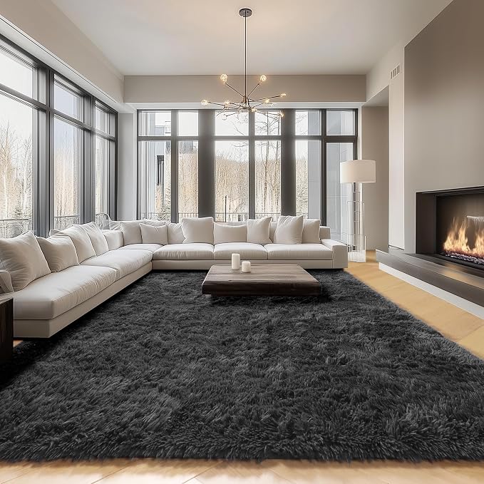 ONASAR Black 8x10 Area Rugs for Living Room, Large Fluffy Shag Bedroom Rug - Image 4