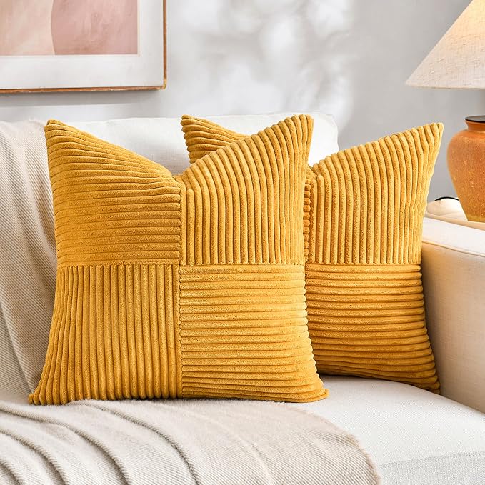Fancy Homi 2 Packs Sunflower Yellow Spring Decorative Throw Pillow Covers 20x20 by Fancy+Homi