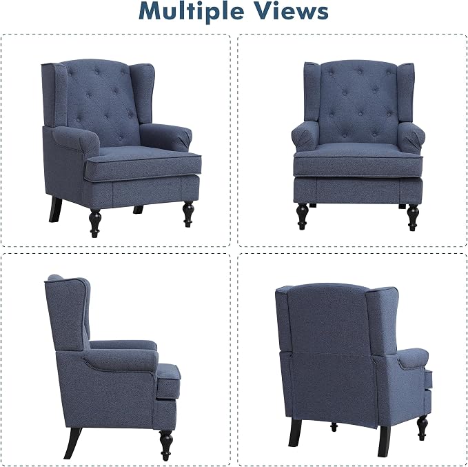 Accent Chair for Living Room, Mid Century Modern Upholstered Armchair, Wingback - Image 9