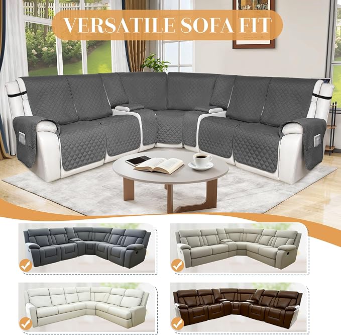 HDCAXKJ 100% Waterproof Reclining Sectional Couch Covers L Shape Recliner Sofa - Image 5