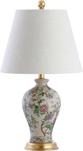 JONATHAN Y 24" Multi-Colored/Gold French Country Ceramic Floral Urn Table Lamp by JONATHANY