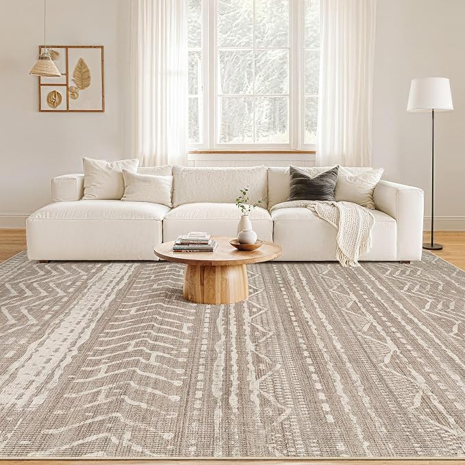 Nakagishi Area Rug 6x9 Living Room: Washable Boho Large Neutral Soft Farmhouse - Image 4