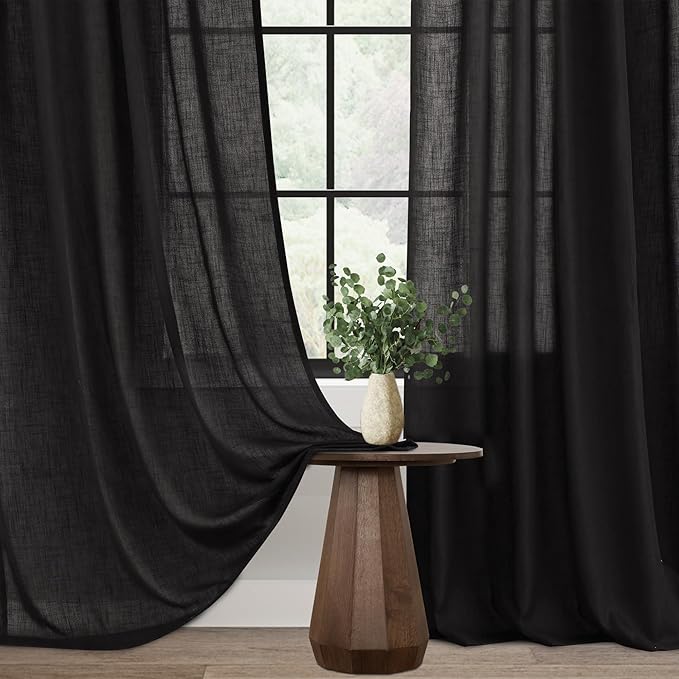 Black Linen Curtains 96 inches Long - Image 3