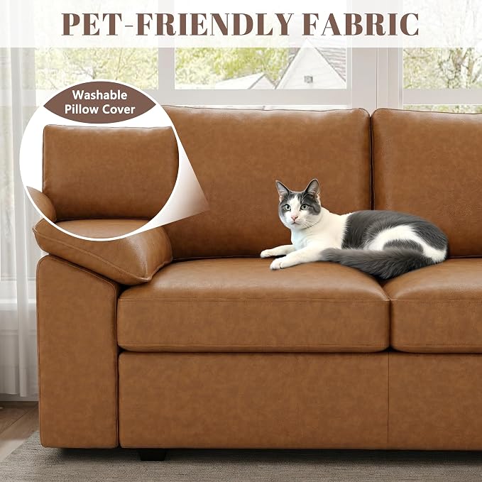 108 Inch Faux Leather Modular Sectional Sofa - Image 8