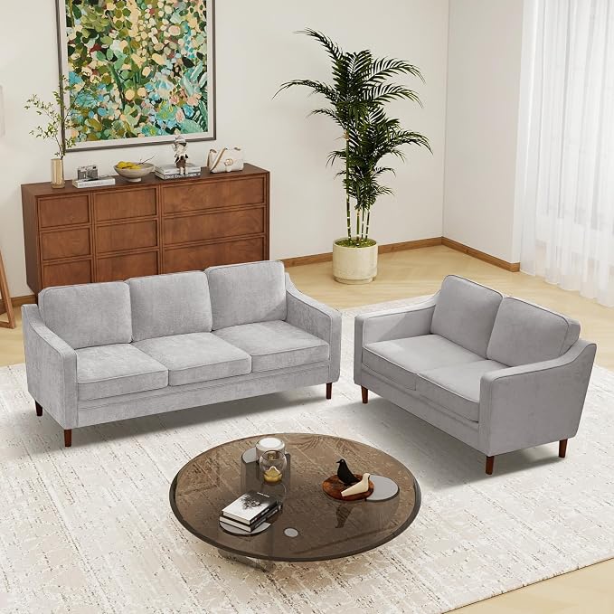 Kingfun Living Room Furniture Sets, 3 Seater Couch and Loveseat, Mid Century by KINGFUN-Anexcitingoption