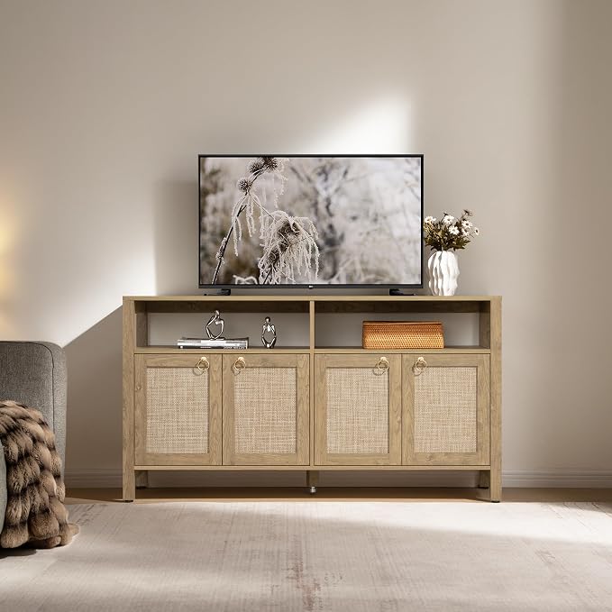 SICOTAS Rattan TV Stand for Television up to 65 Inch - Image 2