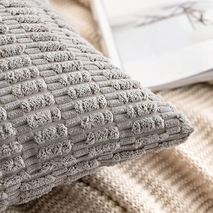 MIULEE Pack of 2 Corduroy Decorative Throw Pillow Covers 12x12 Inch Soft Boho - Image 3