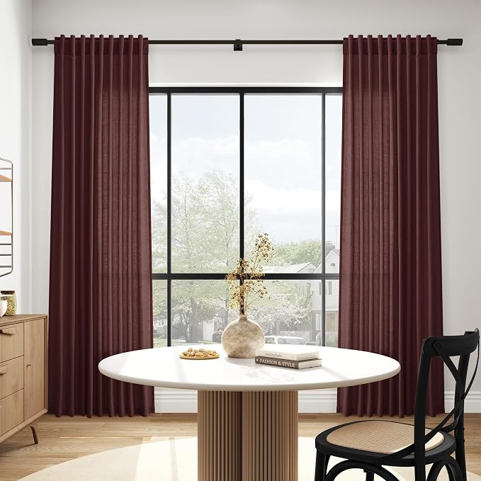 Reddish Brown Linen Curtains 72 Inch Long - Image 6