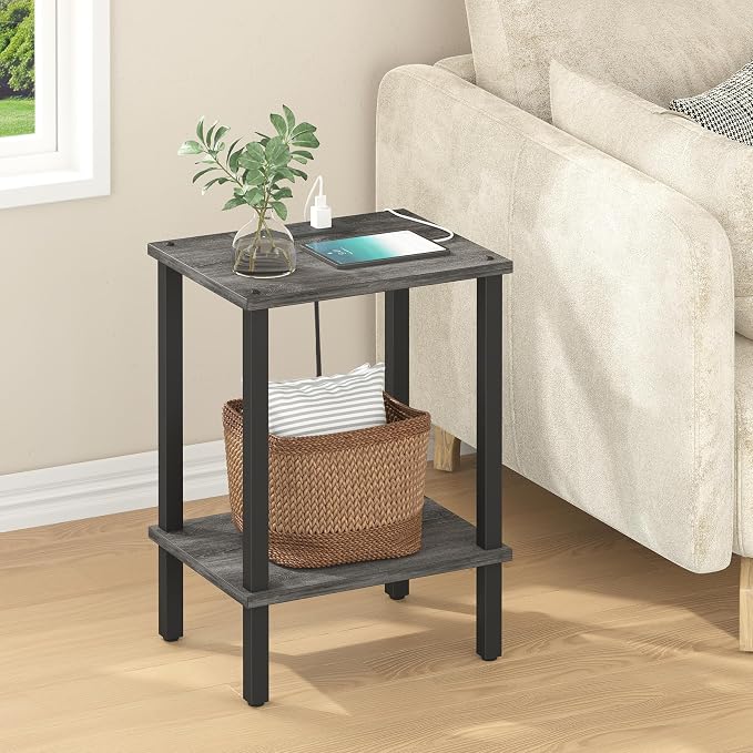 TUTOTAK End Table with Charging Station, Small Side Table with Outlets - Image 2