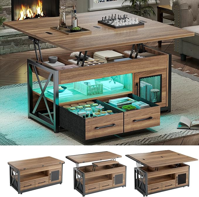 Itaar 40" Lift Top Coffee Table, 4 in 1 Coffee Tables - Image 8