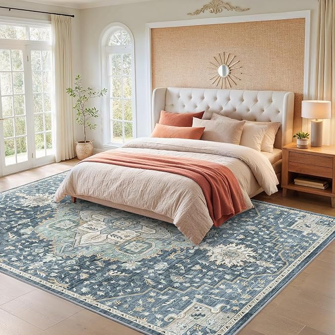 AMADA HOMEFURNISHING 10x14 Washable Area Rug, Low-Profile Large Area Rug - Image 2