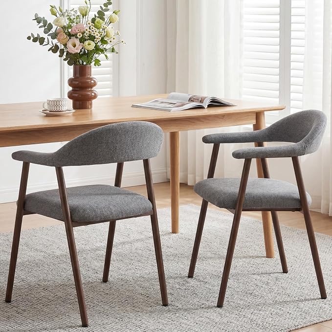 DUMOS Dining Chairs Set of 2, Linen Fabric Upholstered Kitchen Side Chairs by DumosLifestyle