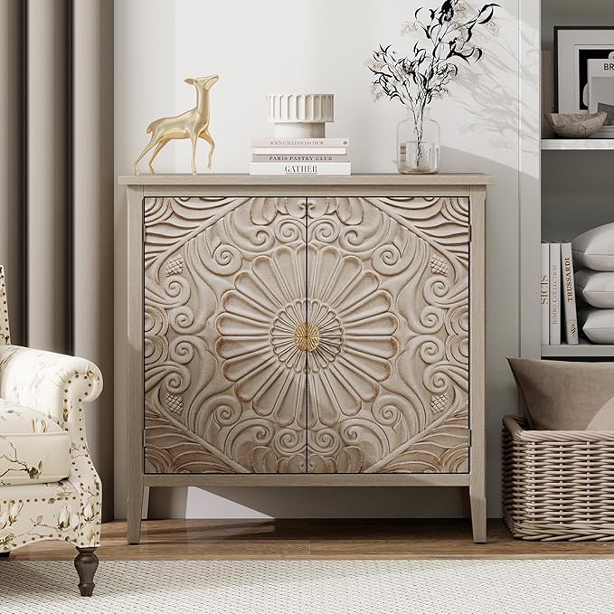 Vintage Accent Cabinet with Doors by YHAOWORKS