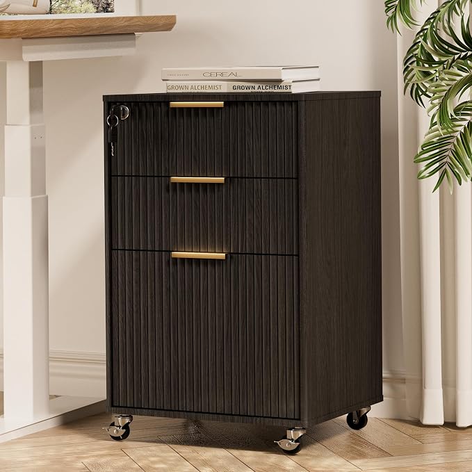 3 Drawers Fluted Mobile File Cabinet by INNODToddlerTower