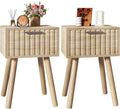 YMYNY Narrow Fluted Nightstand Set of 2, Small End Table, Modern Coffee Table by High-qualityhomefurnishing