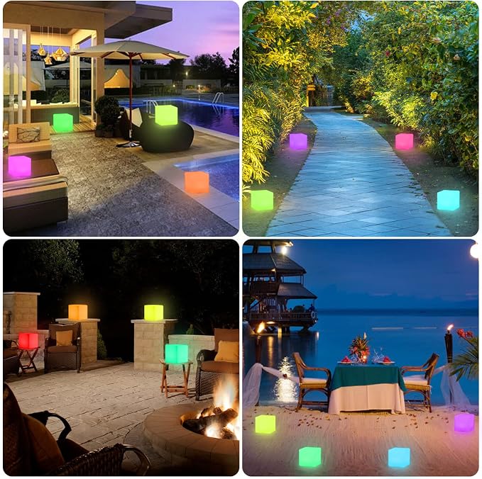 8-in LED Cube Night Light Mood Lamp, Cordless LED Light Cubes - Image 9