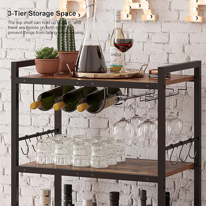 TUTOTAK Bar Cart, Serving Cart for Home, Microwave Cart, Drink Cart, Mobile - Image 5