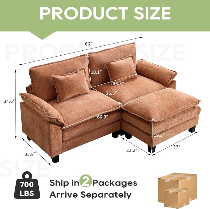 Oprisen 86" Modular Sectional Sofa, Comfy Cloud Couch Sectional Sofa - Image 7