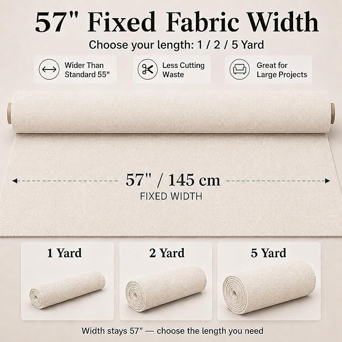 Mini Chenille Linen Blend Upholstery Fabric by the Yard, 57 Inch Wide Soft - Image 3