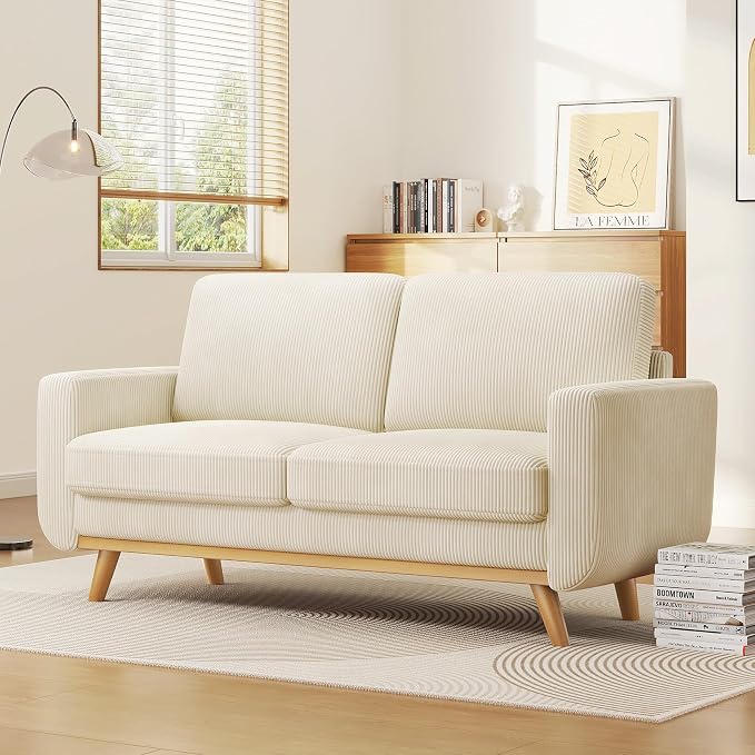 Vesgantti 68" Loveseat Sofa Beige, Comfy Corduroy Couch - Image 6