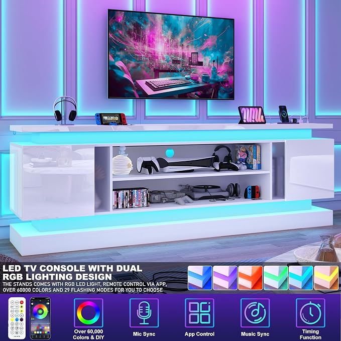 chartustriable 81IN LED TV Stands w/Power Outlet - Image 4