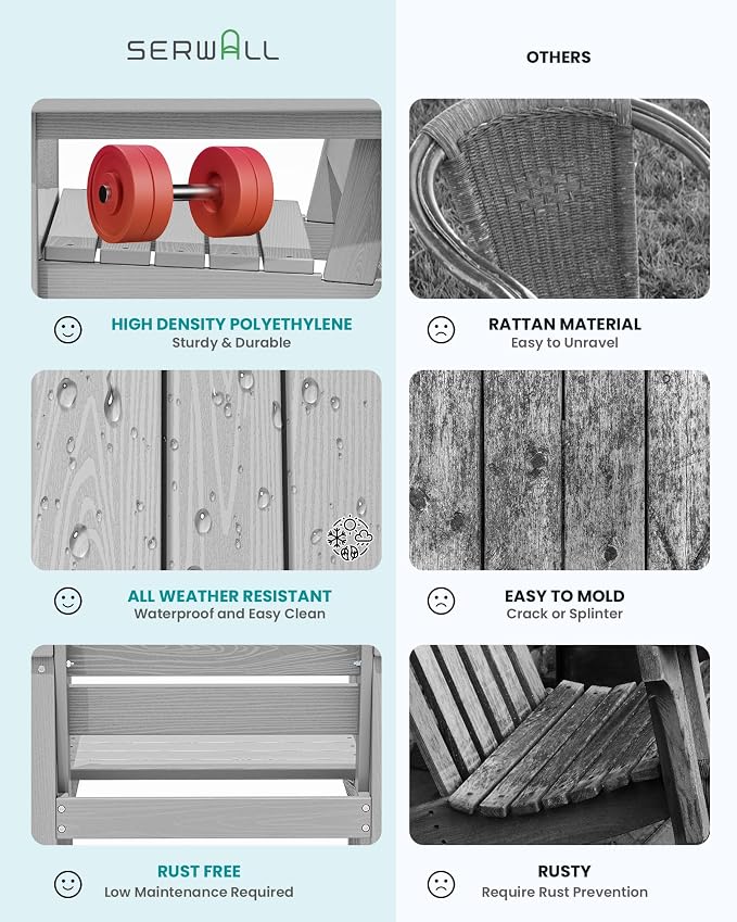 SERWALL Patio Dining Table and Bench Set - Image 6