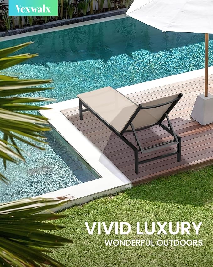 Vexwalx Outdoor Lounge Chair for Pool, Aluminum Chaise Lounge Chairs - Image 2