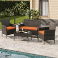 4-Piece Outdoor Furniture Set, PE Rattan Wicker Chairs by Unknown