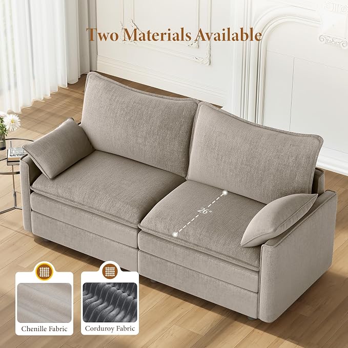 Vesgantti 74" Loveseat Sofa for Living Room, Comfy Cloud Couch Deep Seat - Image 3