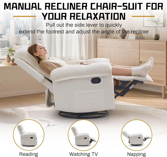 Korser Recliner Chair, Swivel Rocker Recliner Chair - Image 4