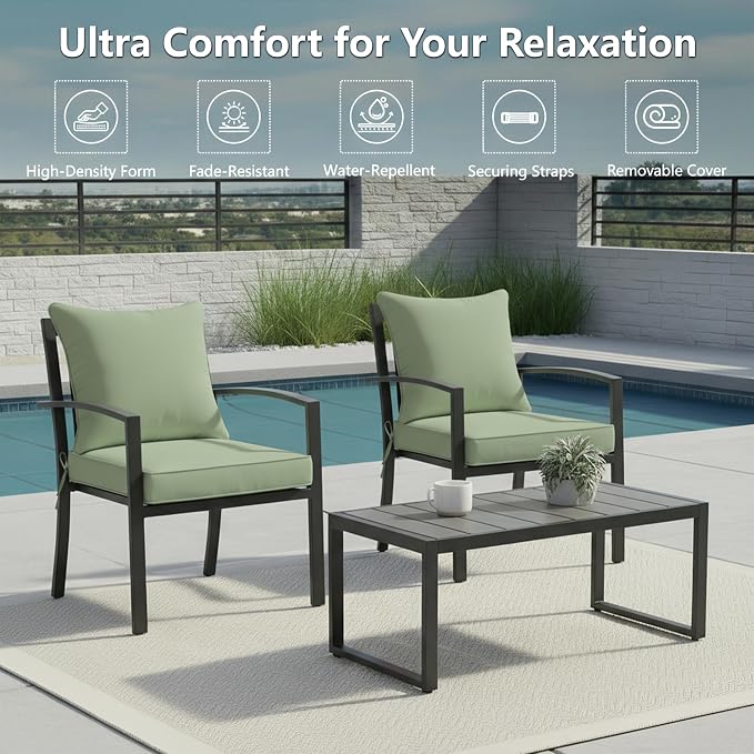 22x22 Inch Patio Chair Cushions Set of 2, Outdoor Furniture Cushions - Image 2