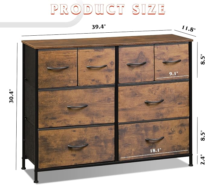 WLIVE Dresser for Bedroom with 8 Drawers, Wide Fabric Dresser for Storage and - Image 3