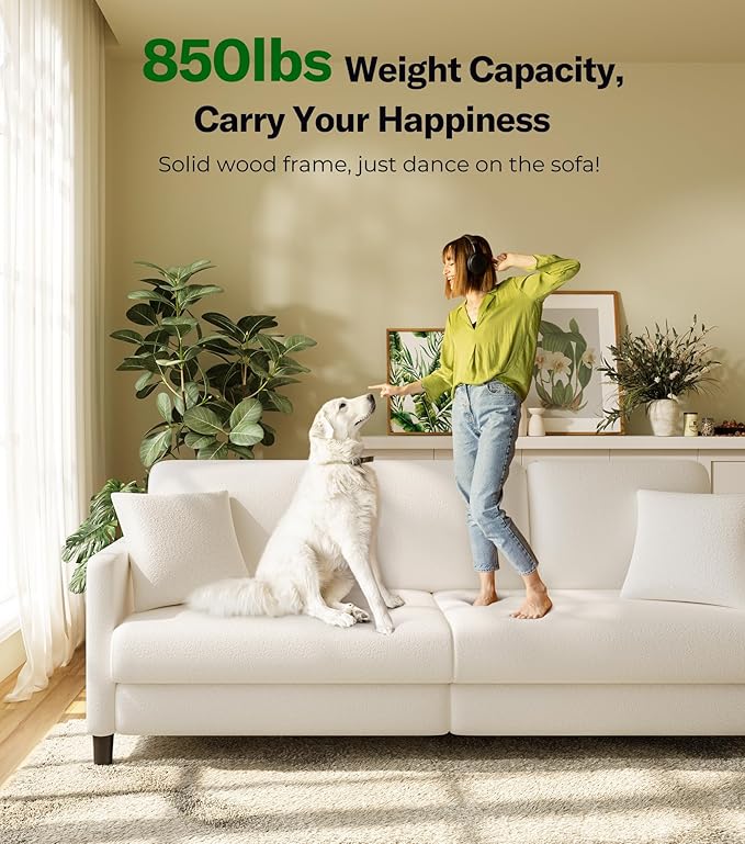 Welzona 83" Couches for Living Room, Teddy Sofa Couch - Image 5
