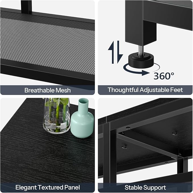 HOOBRO LED TV Stand with Charging Station, 4-Tier Entertainment Gaming Center - Image 6