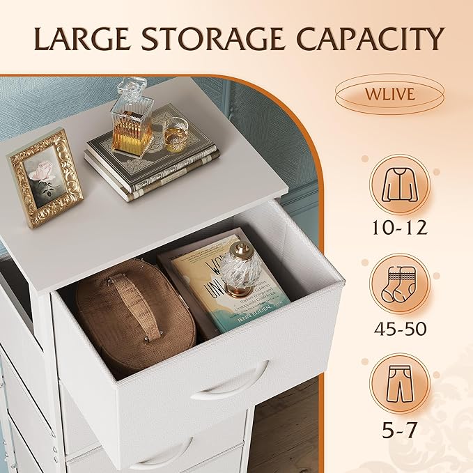 WLIVE Fabric Dresser, 5-Drawer Tall Dressers - Image 5