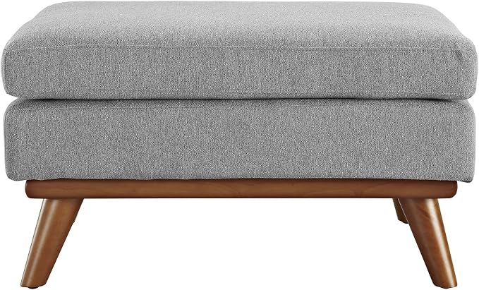 Modway Engage Mid-Century Modern Upholstered Fabric Ottoman in Expectation Gray - Image 6