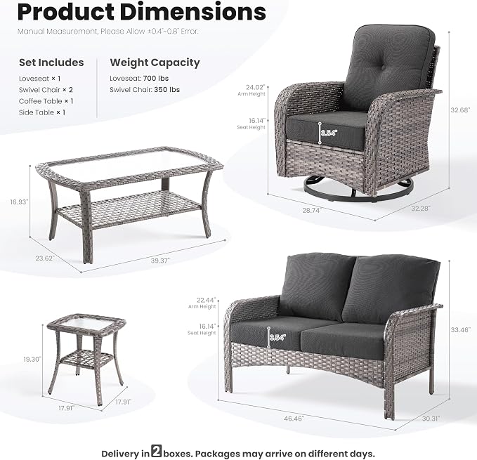 ovios 5-Piece Patio Furniture Set, Outdoor Wicker Sofa - Image 9