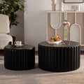 46.46'' White Round Coffee Table Set of 2, Modern Circle Fluted Drum Nesting by JJKFurniture-kevinplus