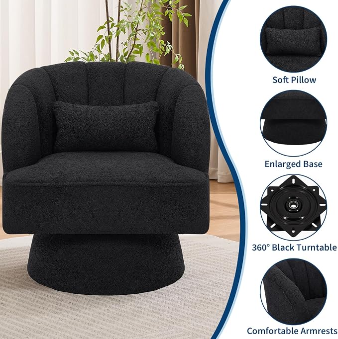 Garvee Ultra-Plush Swivel Accent Chair, 360° Barrel Lounge Chair - Image 5