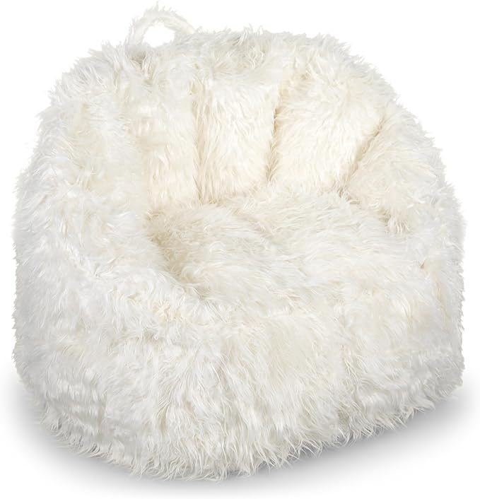Big Joe Milano Bean Bag Chair, Ivory Shag Fur, Soft Faux Fur, 2.5 feet - Image 9