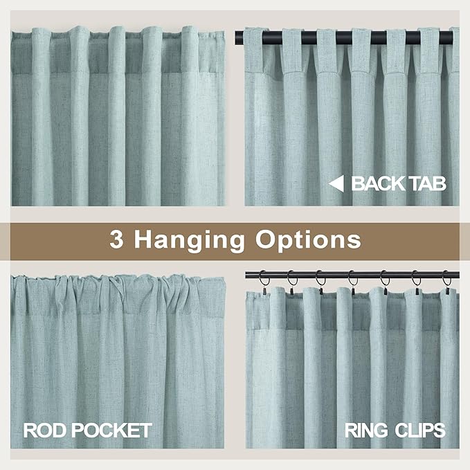 Seafoam Curtains 38 Inch Width for Kitchen 2 Panel Back Tab Rod Pocket Semi - Image 4