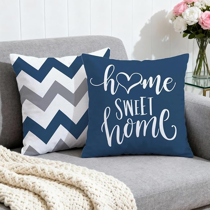 Hexagram Geometric Blue Pillow Covers 16x16 Set of 4, Decorative Outdoor Boho - Image 2