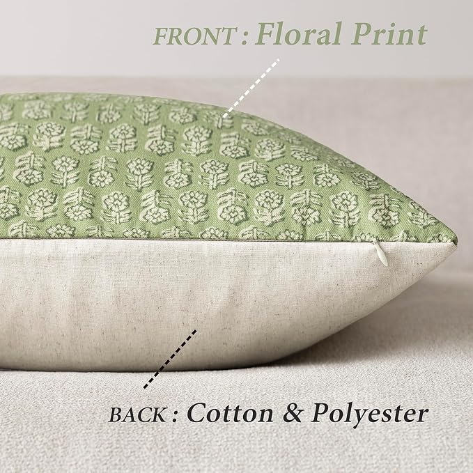 Foindtower Set of 2 Decorative Neutral Floral Print Throw Pillow Covers Vintage - Image 2