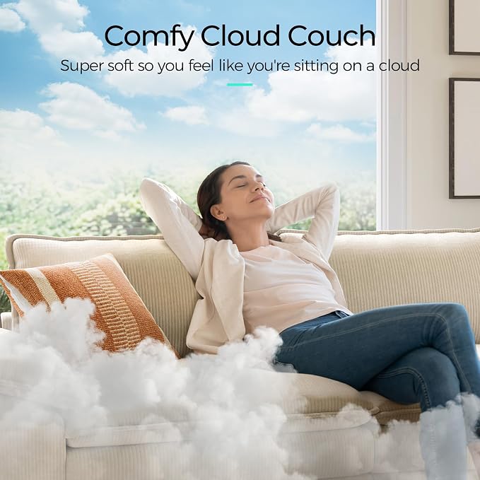 LINSY HOME 123" Modular L-Shaped Sectional Sofa, 3-Seat Corduroy Modern Cloud - Image 5