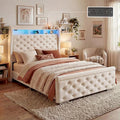 ROCHECASA Bed Frame with Storage and Charging Station, 50.6" Tall Velvet by ROCHECASA
