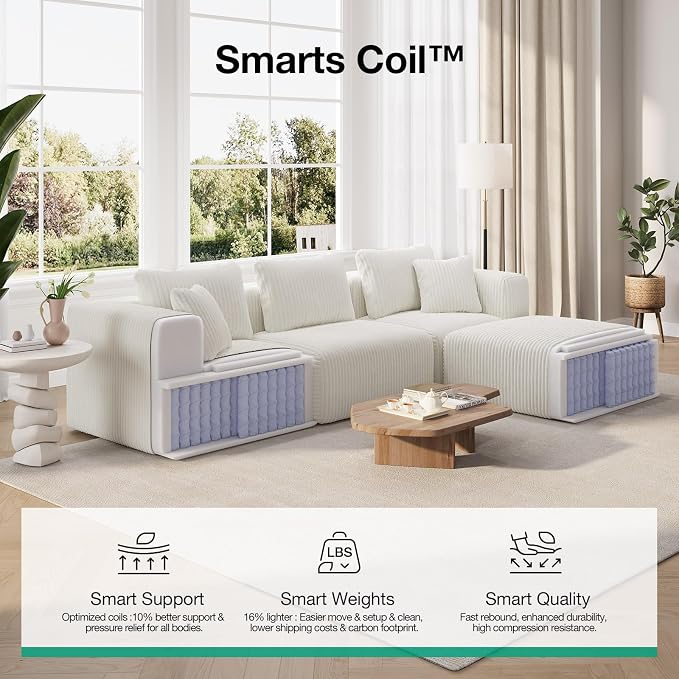 Novilla 106" Modular Sectional Sofa, Modern Cloud Sectional Couch - Image 3
