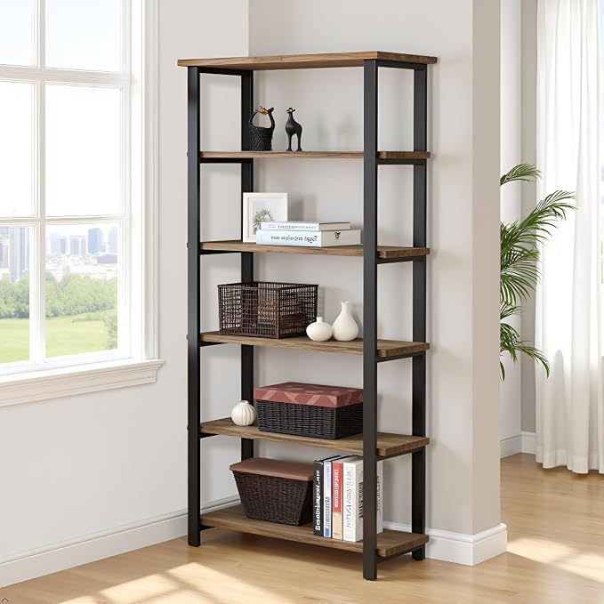 Alaterre Furniture Pomona Living Room 6-Tier Solid Wood Bookcase - Image 2