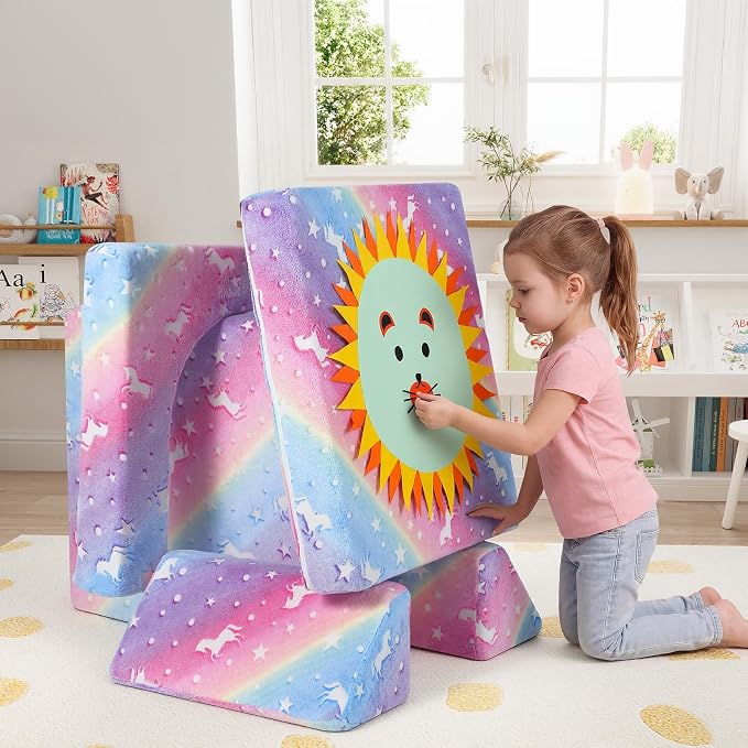 MeMoreCool 10-Piece Glow-in-the-Dark Rainbow Kids Modular Play Couch, - Image 4