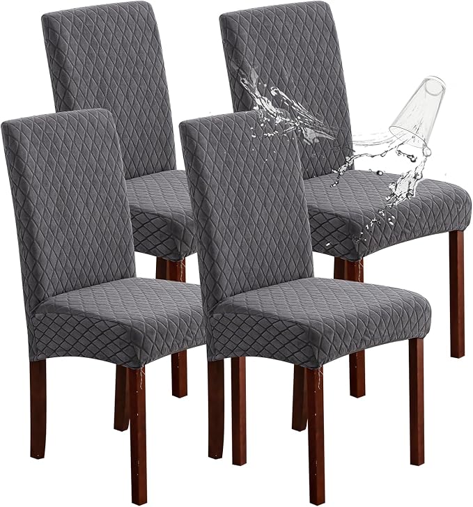 Genina Waterproof Chair Covers for Dining Room Set of 4, Dining Chair Cover by Genina
